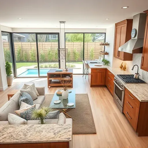 Completed home remodeling in 4S Ranch CA features modern kitchen and open-concept living with elegant decor and garden view.