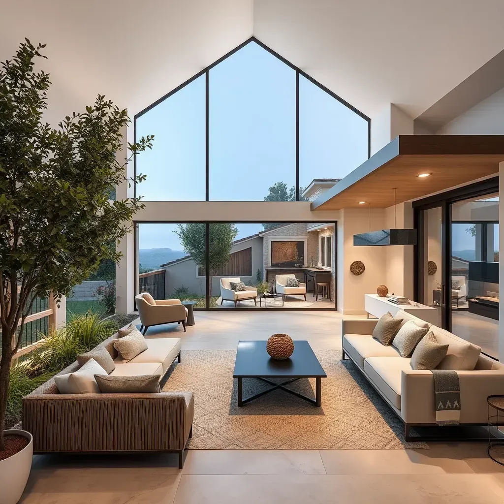 Remodeling home in San Elijo Hills, CA, featuring modern architecture, lush greenery, and scenic mountain views.