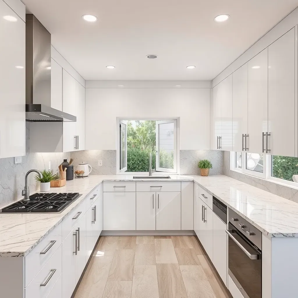 Modern Mira Mesa kitchen with sleek countertops, high-end appliances, custom warm wood cabinetry, and abundant natural light.
