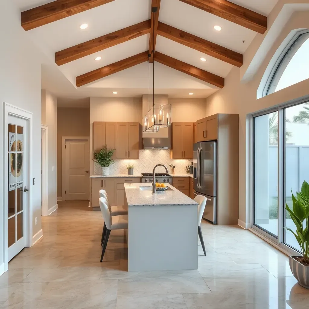 Remodeled Poway home with new stucco, wooden door, large windows, construction materials, drought-tolerant plants, and green hills.