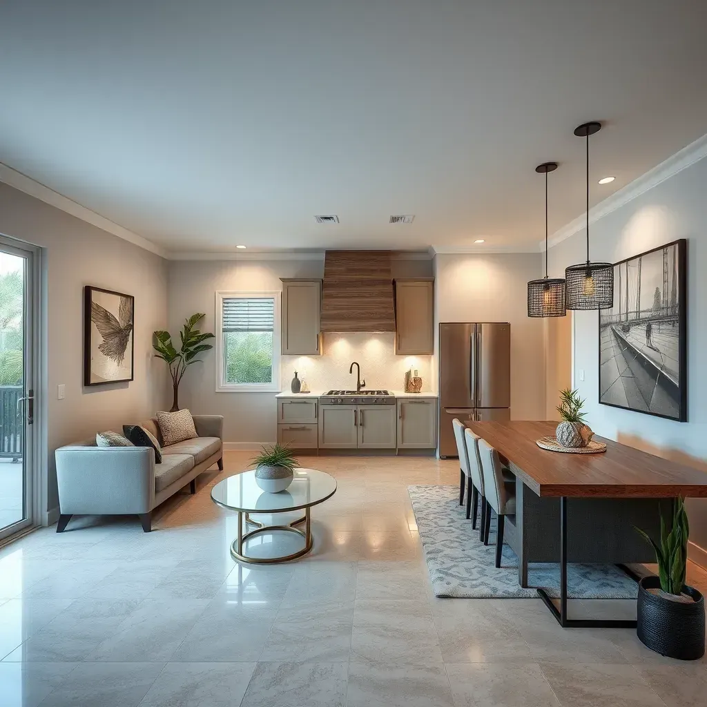 Spacious Escondido backyard with a modern patio, drought-tolerant plants, outdoor kitchen, and freshly painted home exterior.