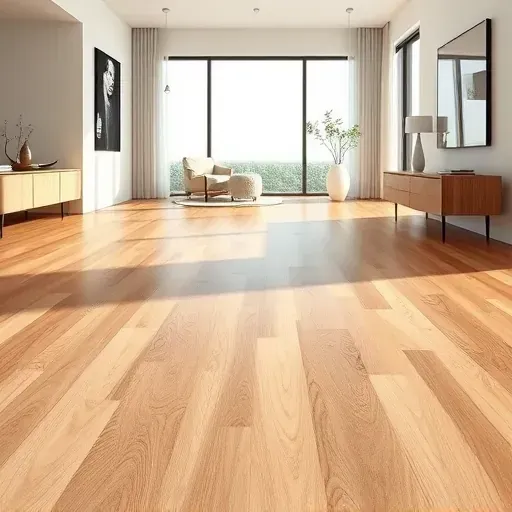 Beautiful laminate flooring with rich wood grain textures and natural color variations in a modern, bright room in Vista California