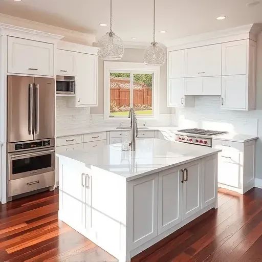 Modern kitchen remodel in Rancho Santa Fe with quartz countertops, custom cabinetry, and spacious island showcasing premium materials.