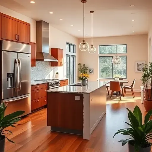 Renovated kitchen in Black Mountain Ranch CA features modern elegance with high-end appliances and custom cabinetry.