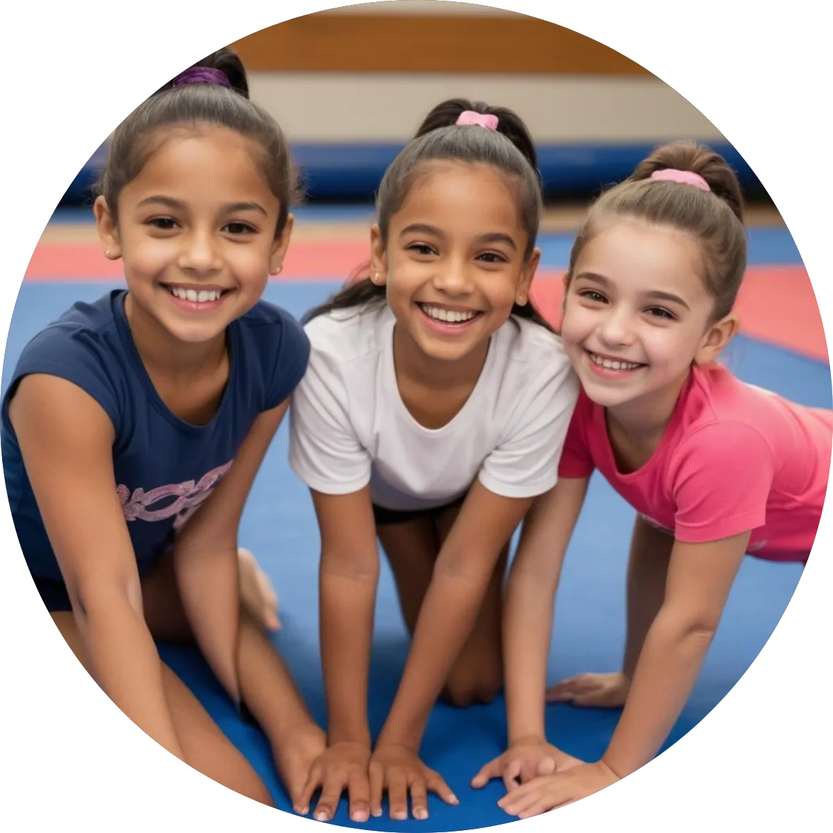 "Focused gymnast working on coordination with balance equipment.