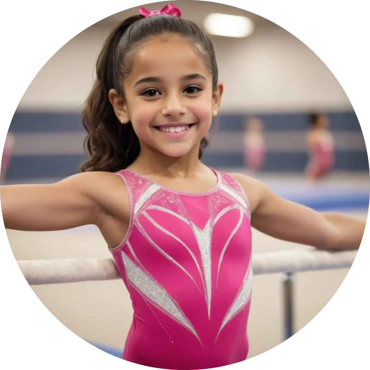 Girls practicing teamwork during a gymnastics session.
