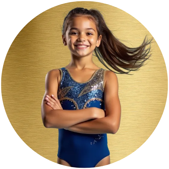  Parent clapping and smiling as their daughter successfully performs a gymnastics skill.