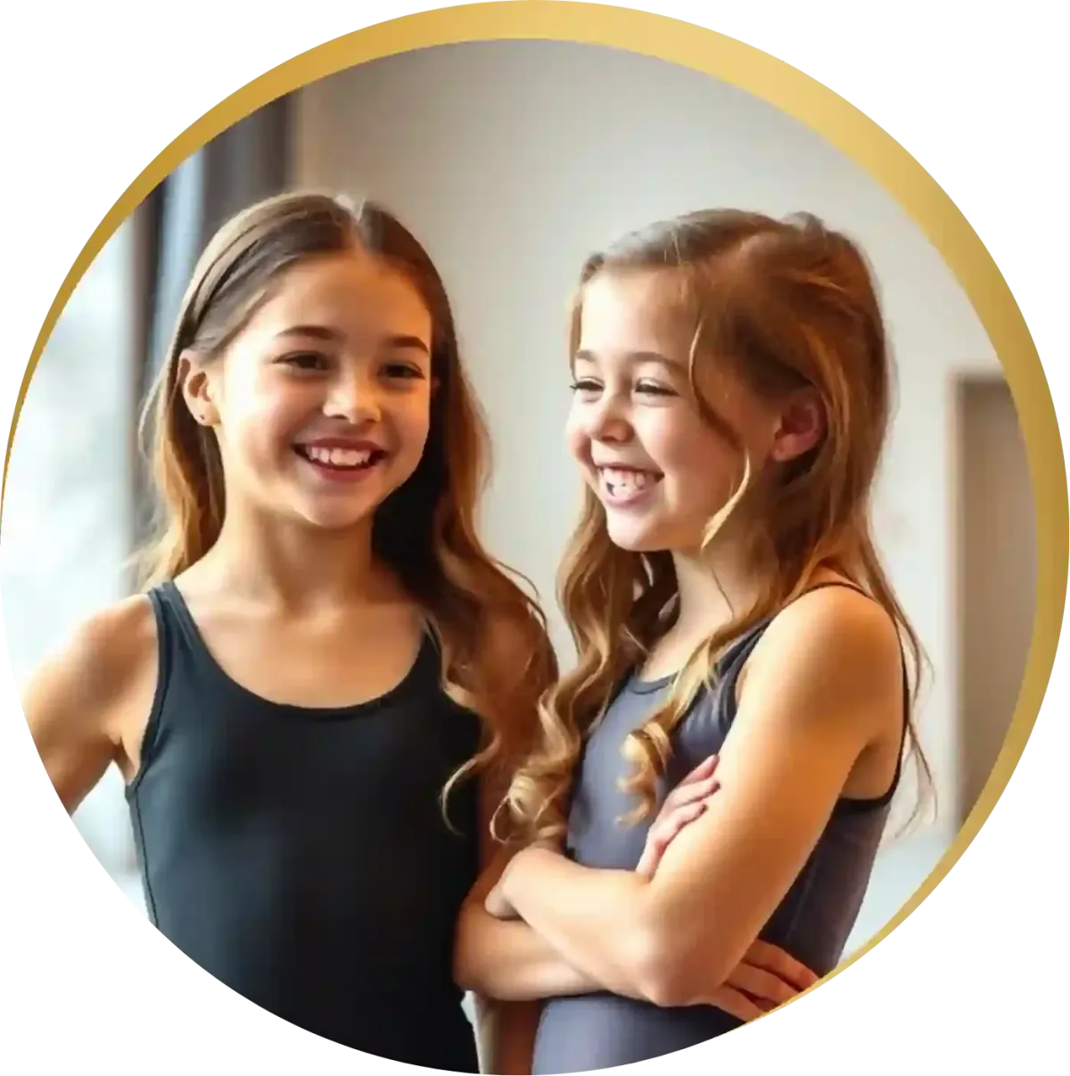 Diverse group of three girls smiling proudly in matching StrongGirls leotards, showing growth and belonging