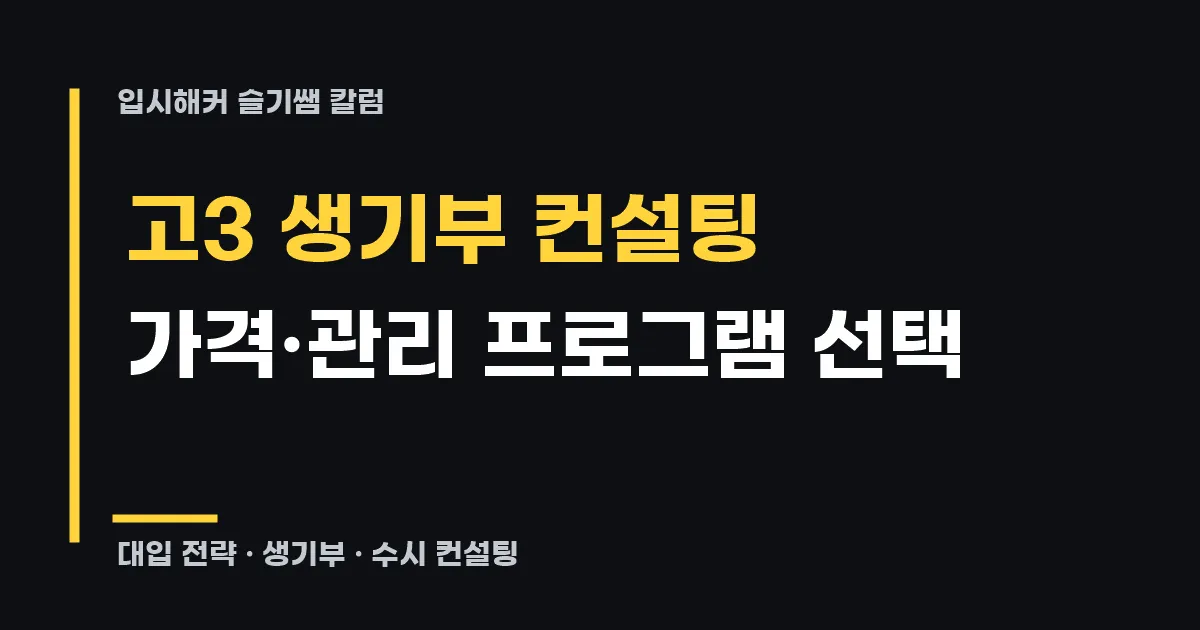 고3 생기부 컨설팅 가격과 관리 프로그램 실제 사례