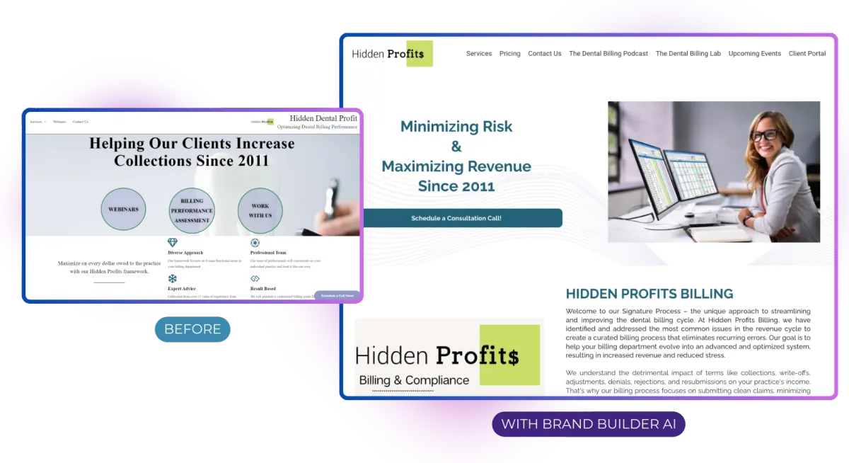 Hidden Profits | before and after with Brand Builder AI