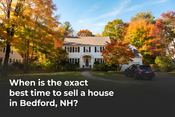 Exterior of New England colonial home in Bedford NH at sunset
