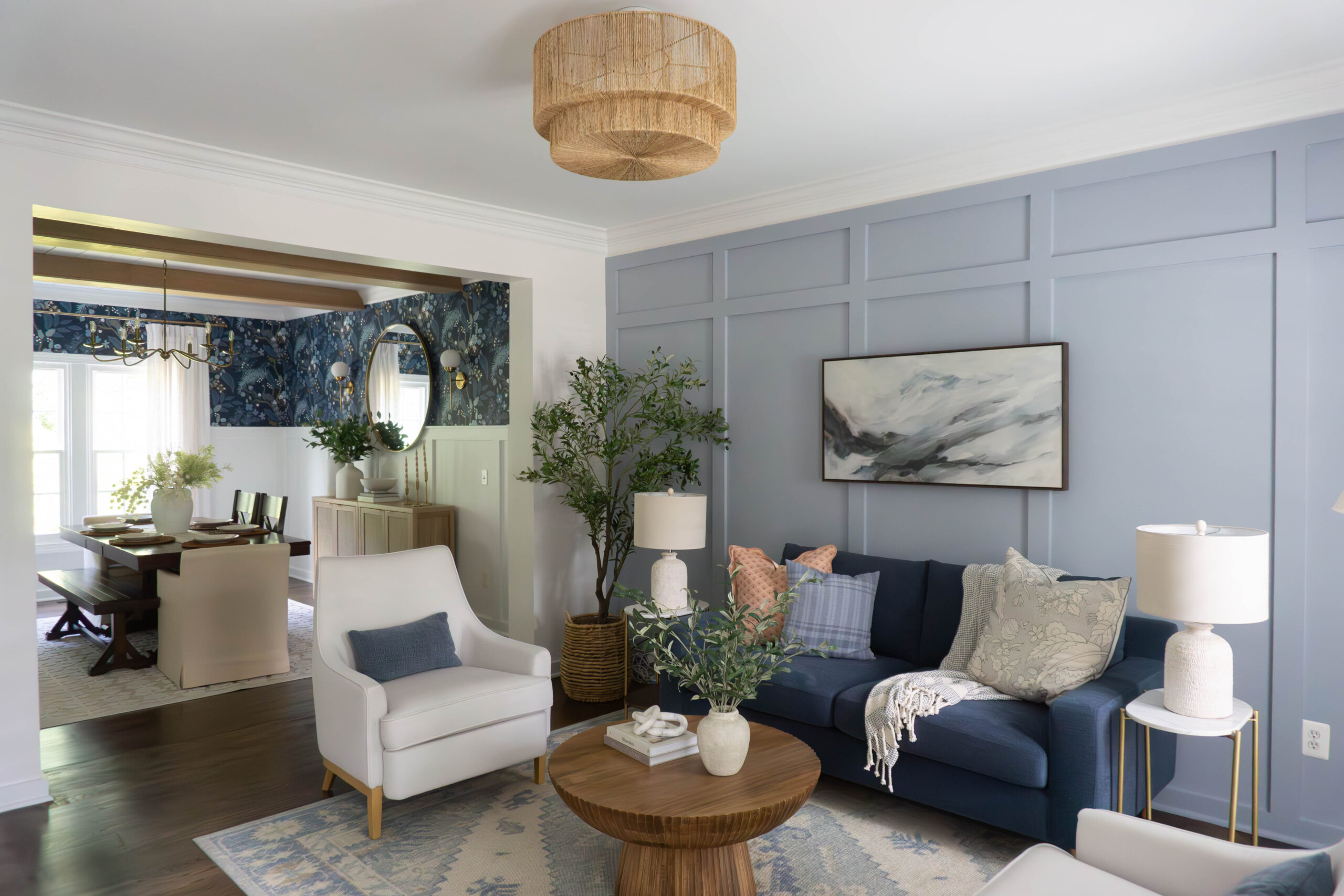 Modern interior design with stylish decor and lighting