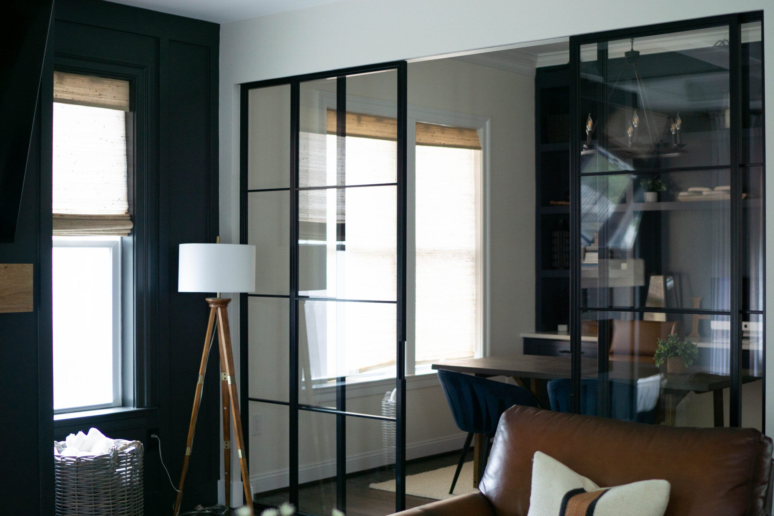 Elegant door installation with decorative frame