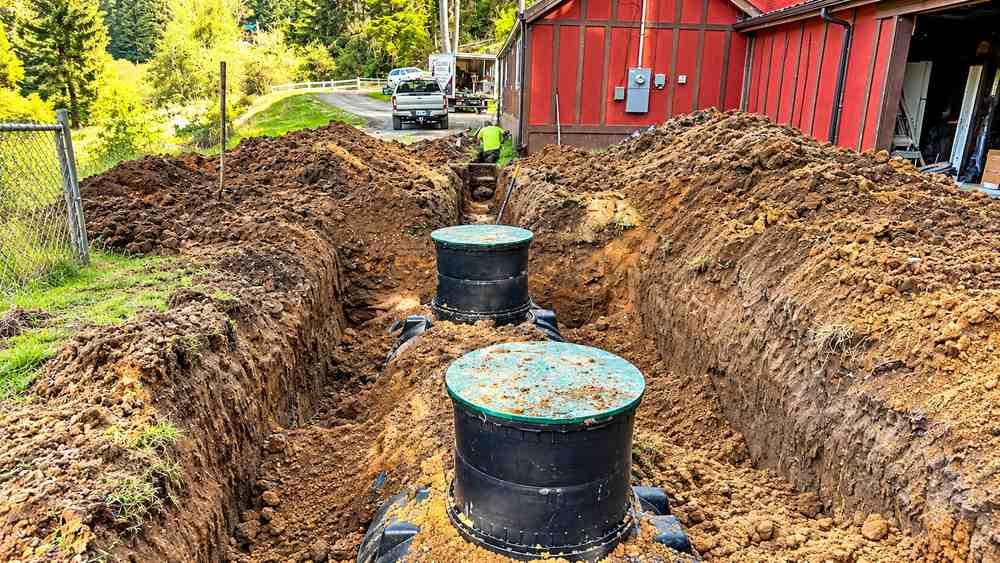 Aerobic septic system access lids on a Coos County property