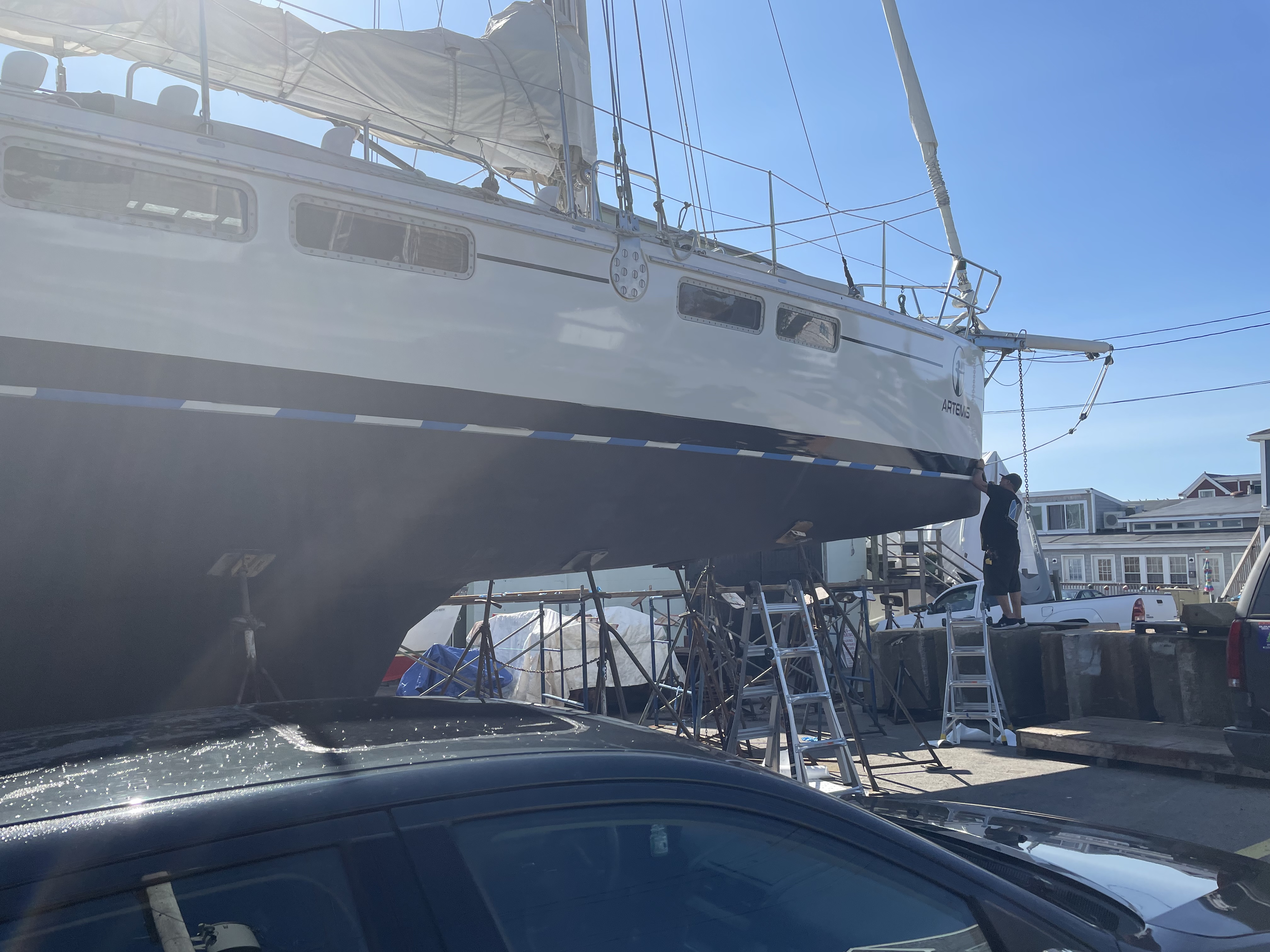 Luxury yacht with customized exterior and interior wraps by WeWrap, providing high-quality finishes and protection. Find expert yacht wrapping services near me.