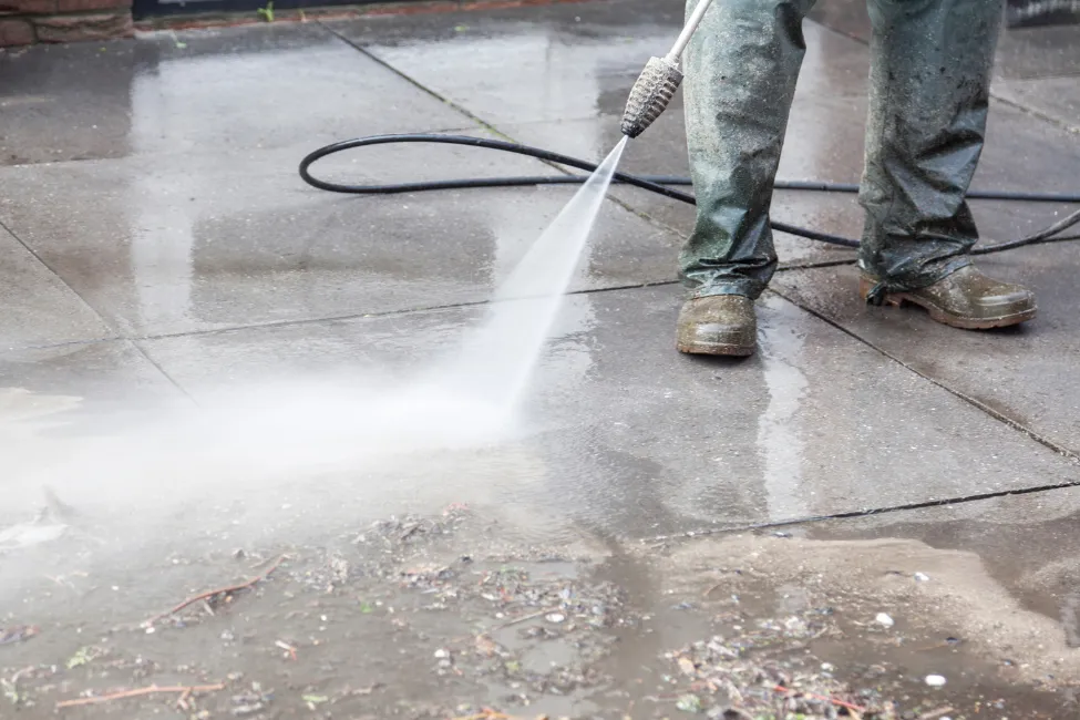 pressure wash staff entrance to prevent slips