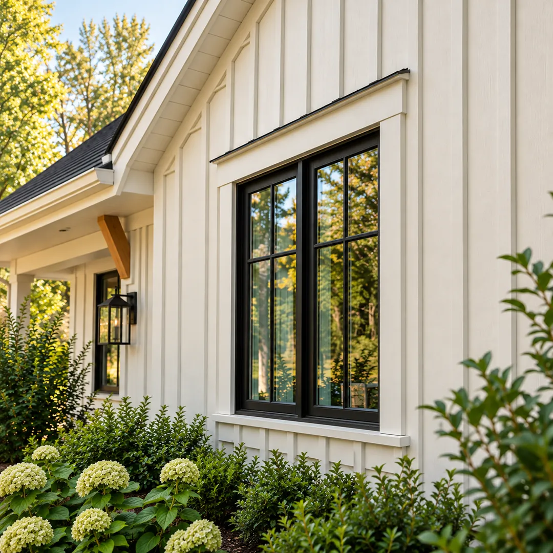 Illustrative manage water at openings and roof edges for vertical and board and batten siding