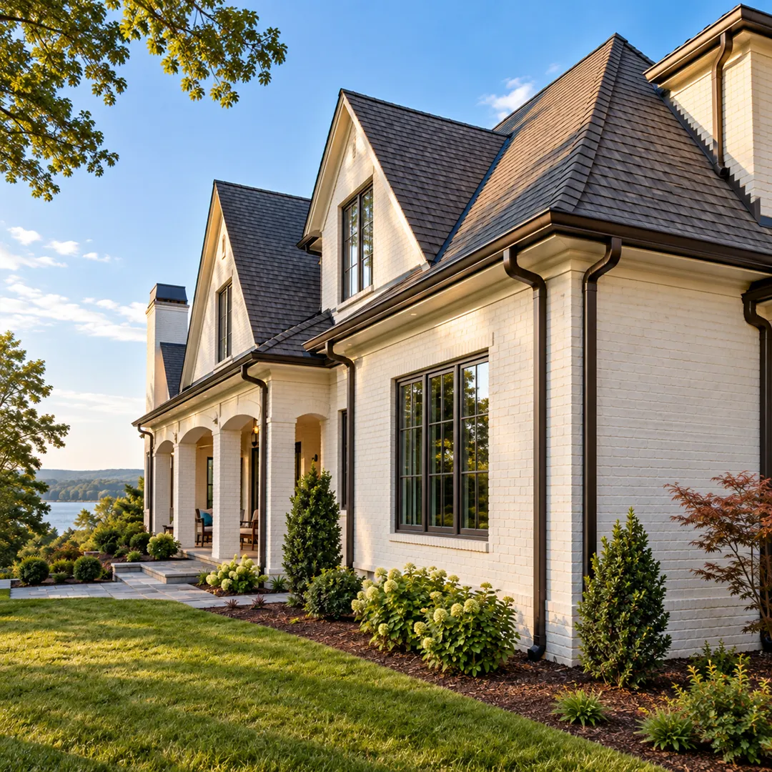 Illustrative review fascia and attachment surfaces for gutter installation and downspouts