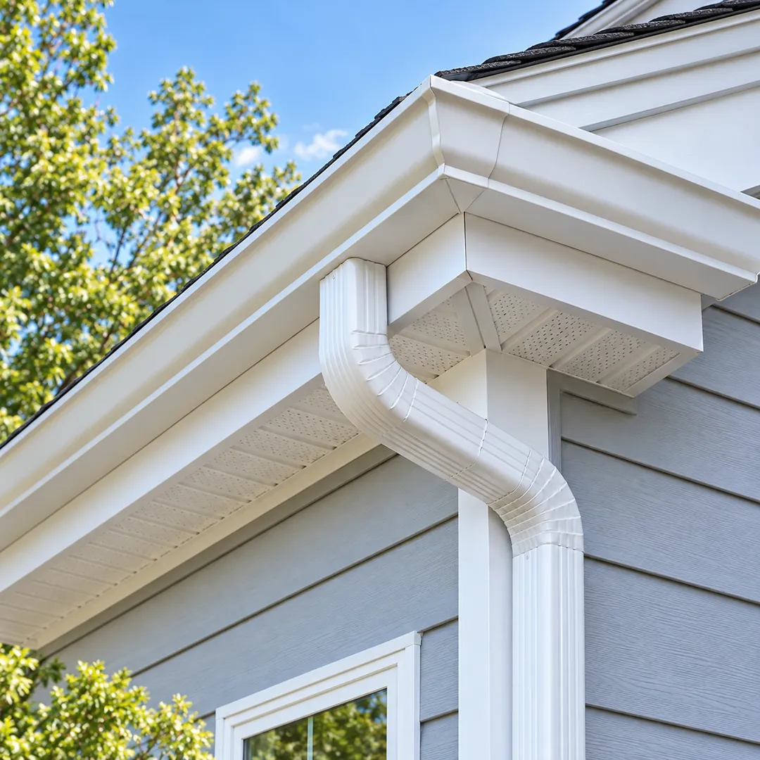 Illustrative direct roof water to planned outlets for gutter installation and downspouts