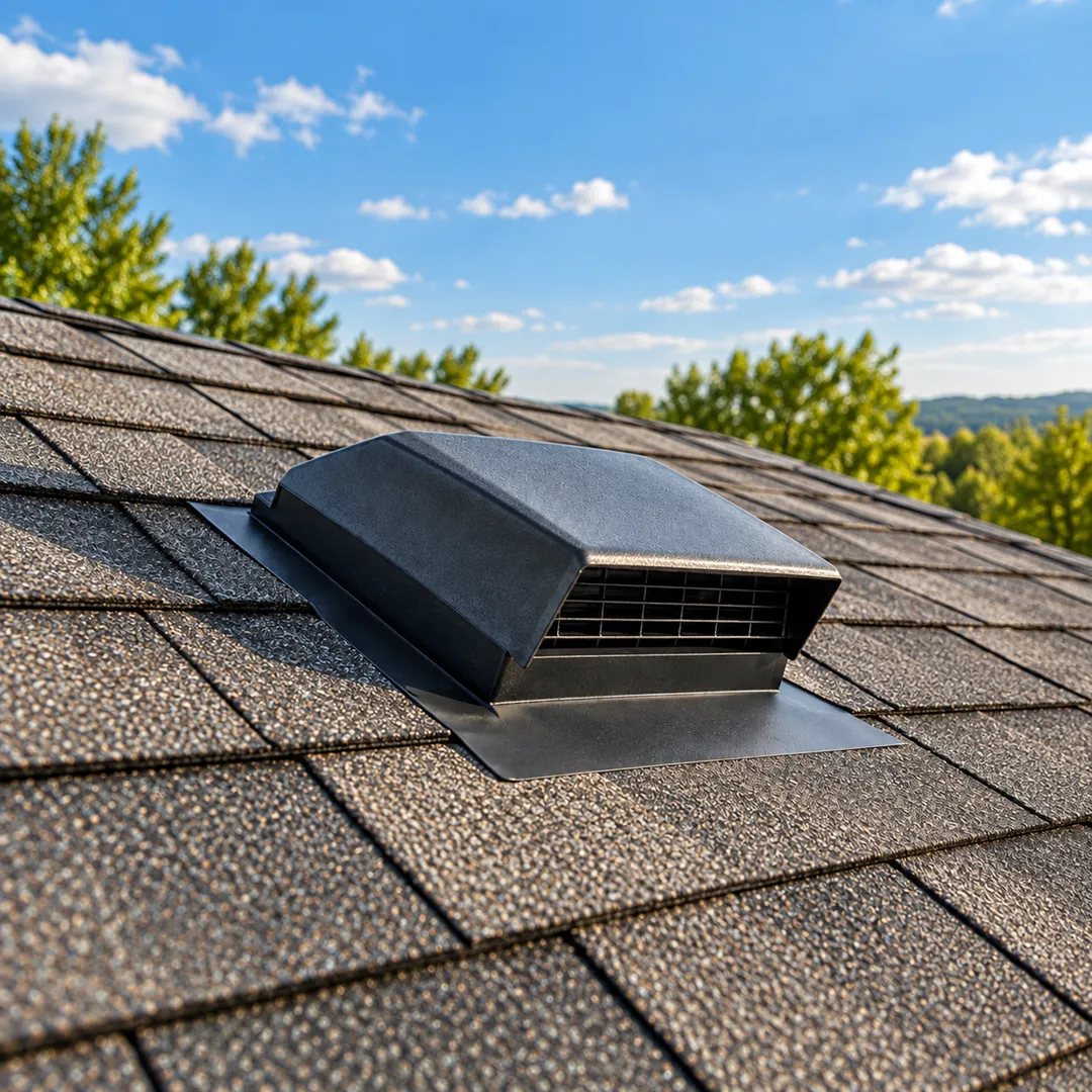 Illustrative coordinate vent flashing and roofing for roof vents
