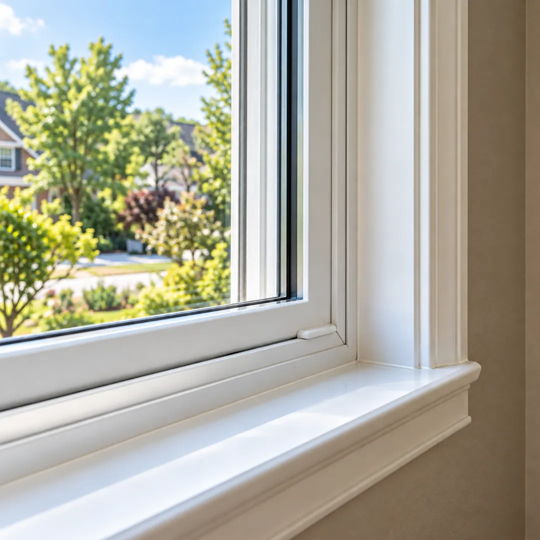Illustrative coordinate glazing and exterior finishing for vinyl windows