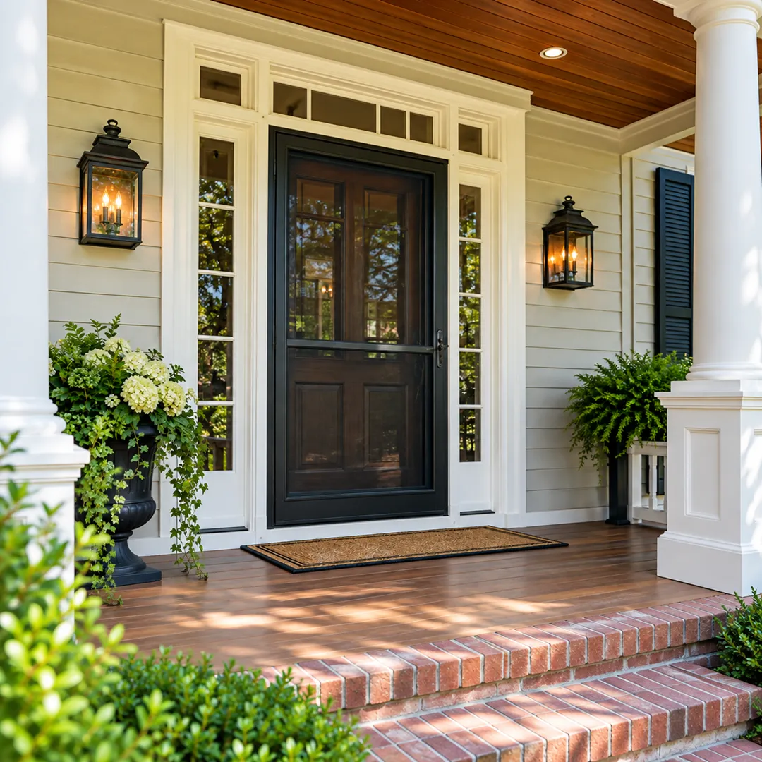 Illustrative coordinate the storm door with the entry for storm doors