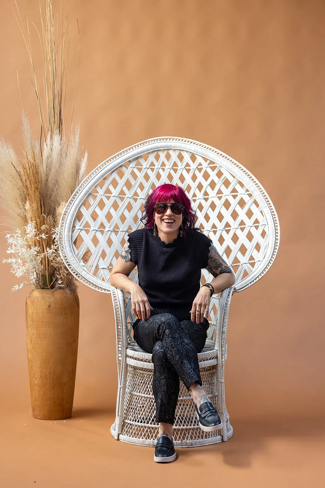 Portrait of Gio with red hair smiling