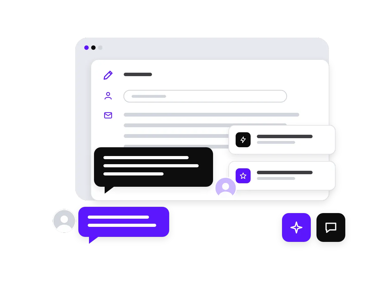 An email composer with an automated reply thread.