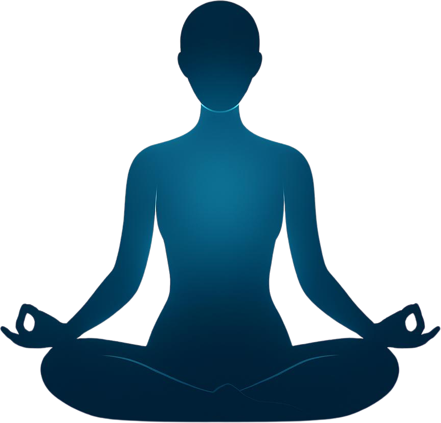 Silhouetted fiigure in sitting meditation pose