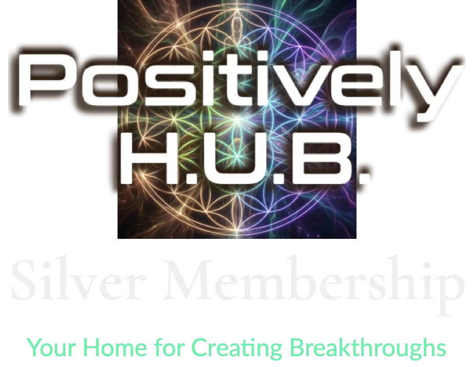 Positively H.U.B.'s The Make-SHIFT Sessions, with Positively H.U.B. over the Flower of Life image and The Make-SHIFT Sessions in text over an image of a human hand with the sun shining through leafy trees inside a circle made by the right forefinger and thumb with the other fingers spread.