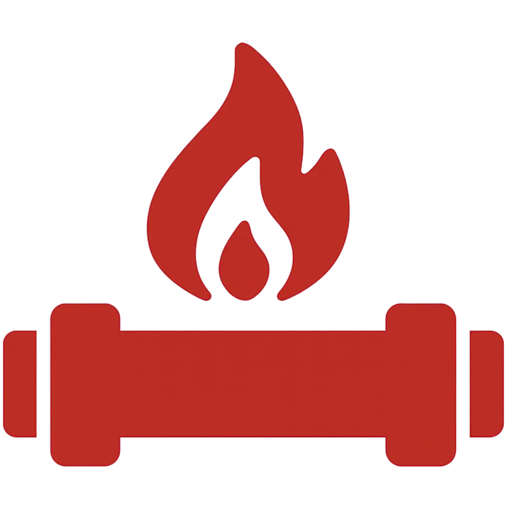 Red icon of wrench and droplet inside alert triangle