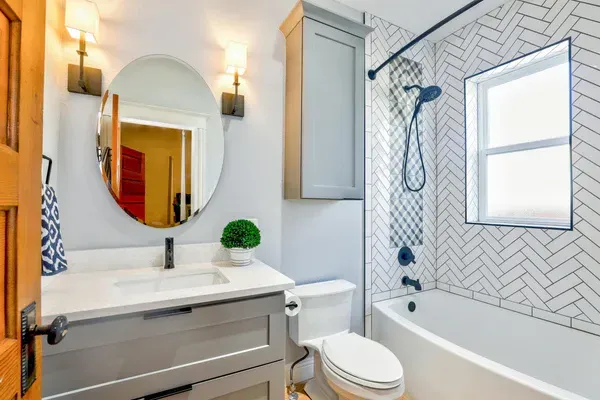 Professional bathroom remodel in Twin Falls with soaking tub, double vanity, and stylish fixtures