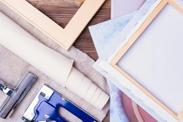 Canvas stretching materials at Friedman’s Framing in Savannah, GA