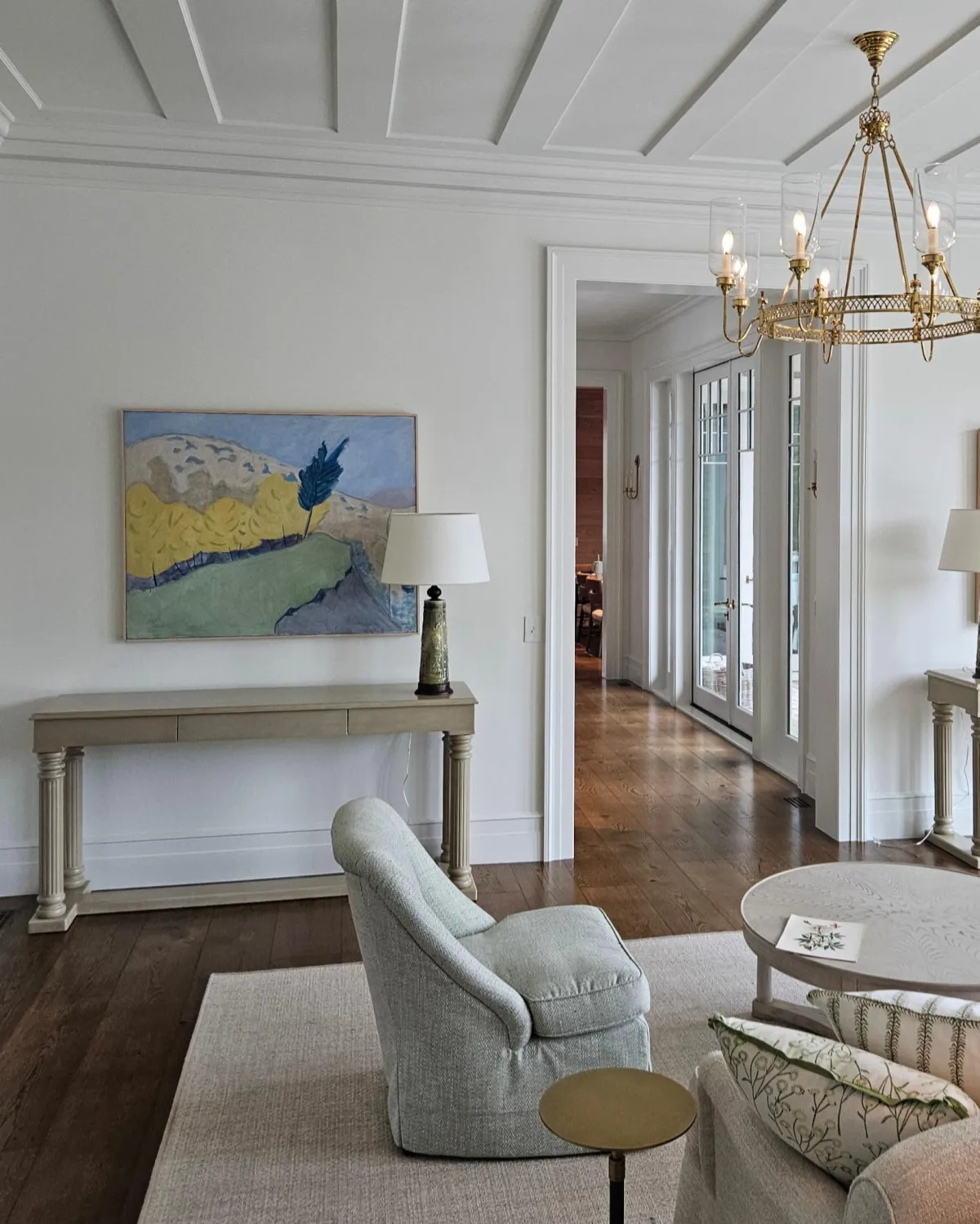 Oversized canvas artwork displayed in a custom framed residential interior by Friedman’s Framing in Savannah, GA