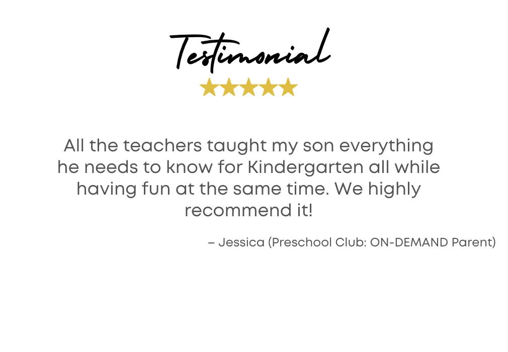 Testimonial - My preschool students love Preschool Club! They enjoy how engaging the teachers are, and I love that they keep their attention which allows me to do other things around the classroom. - Amanda Michelle Smith 