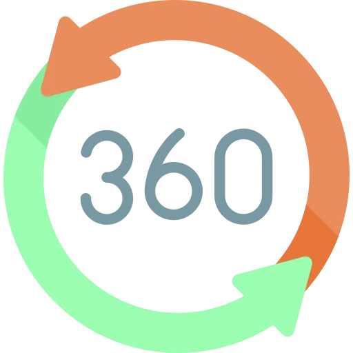 Circular 360-degree graphic emphasising a holistic, full-circle view of the customer for comprehensive marketing solutions.