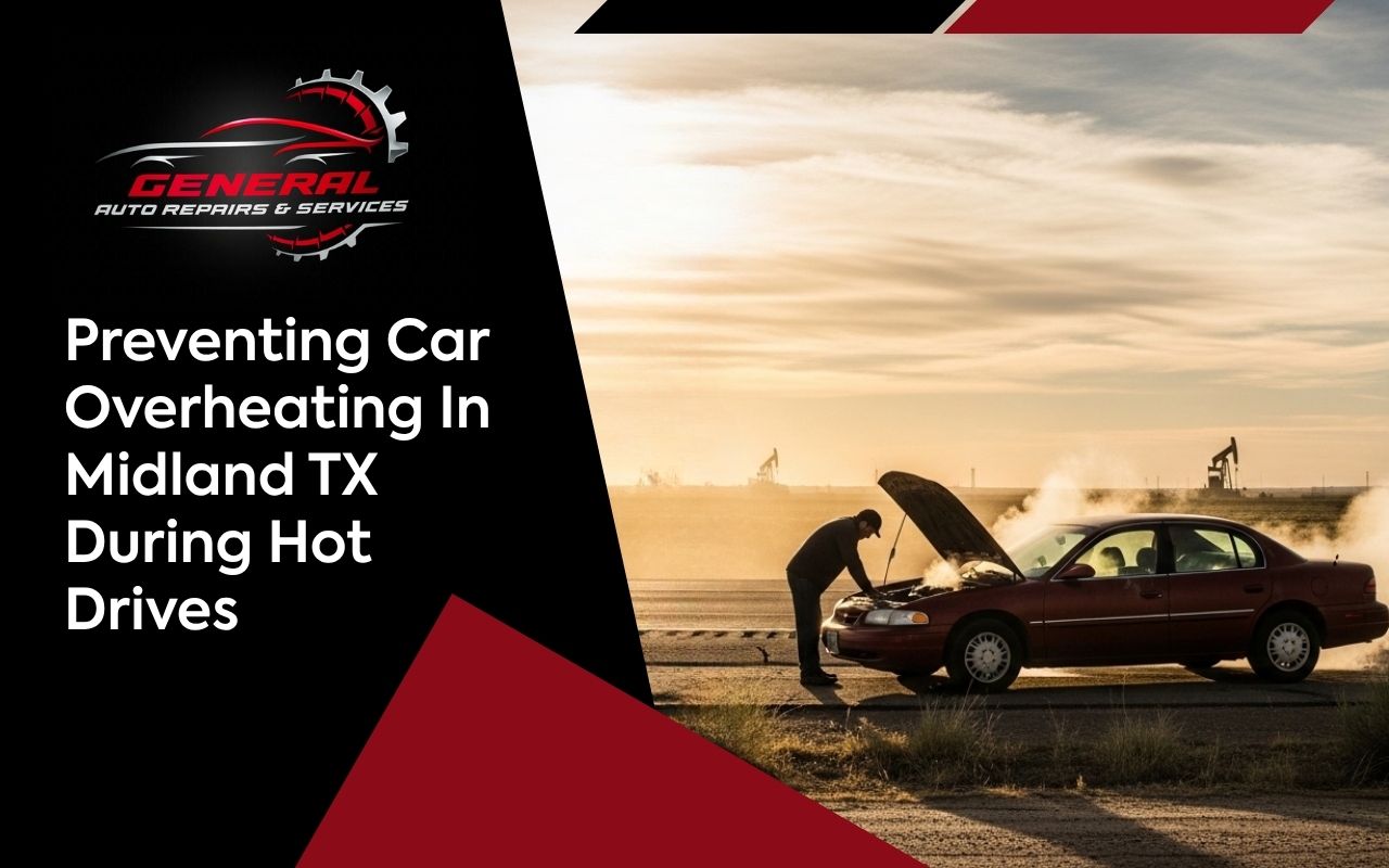 car overheating in Midland TX warning signs on a hot road