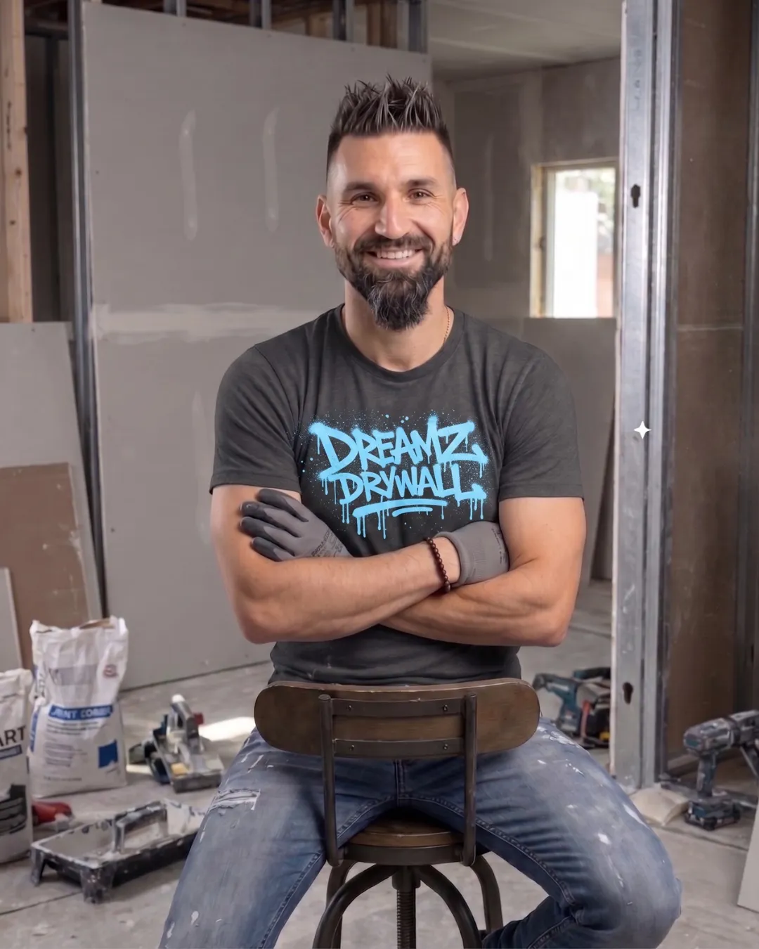 Joe Allison on a job site, owner of Dreamz Drywall & Contracting