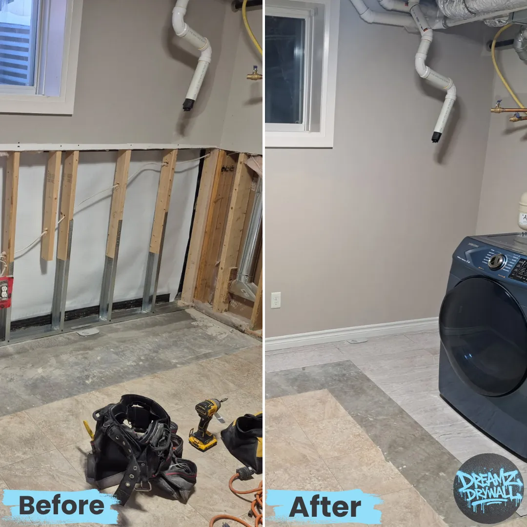 Basement finishing before and after
