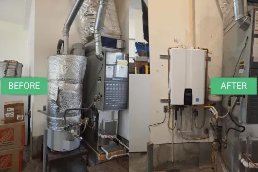 Tankless hot water heater replacement installed by a licensed plumber in Bend Oregon