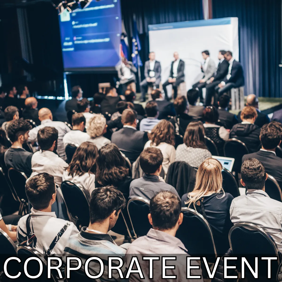 Guests attending a professional corporate event and presentation