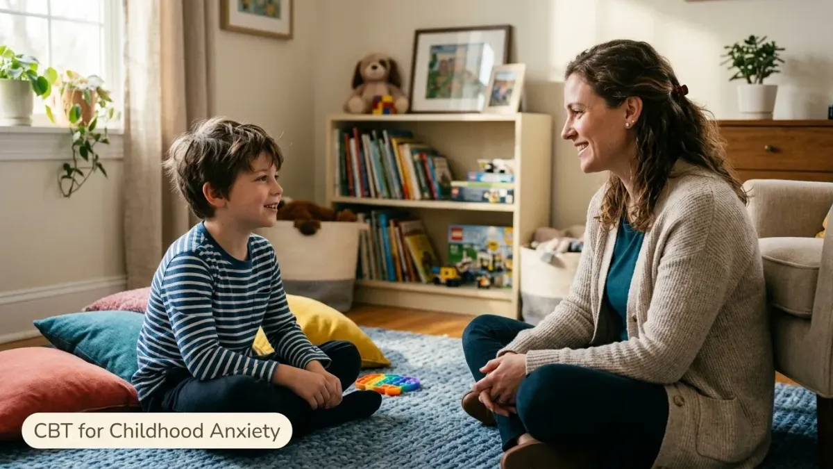 Cognitive Behavioral Therapy for Childhood Anxiety – Child in Therapy Session