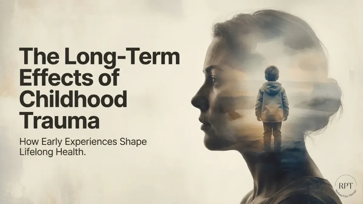 Double-exposure portrait symbolizing the long-term effects of childhood trauma