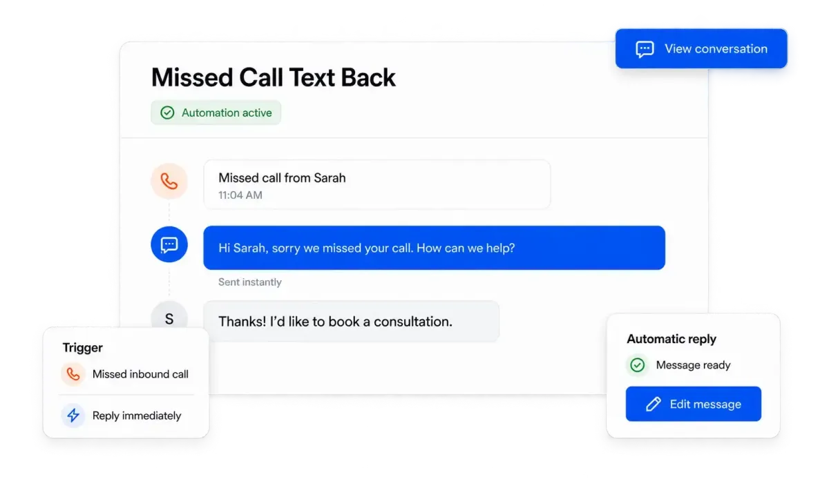 example of call back text feature
