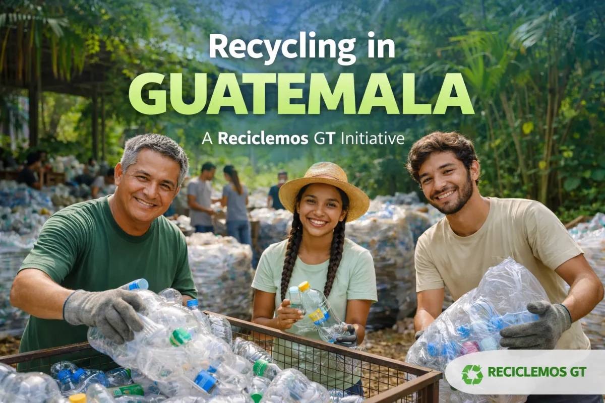 community recycling initiative in Guatemala sorting plastic bottles for environmental sustainability