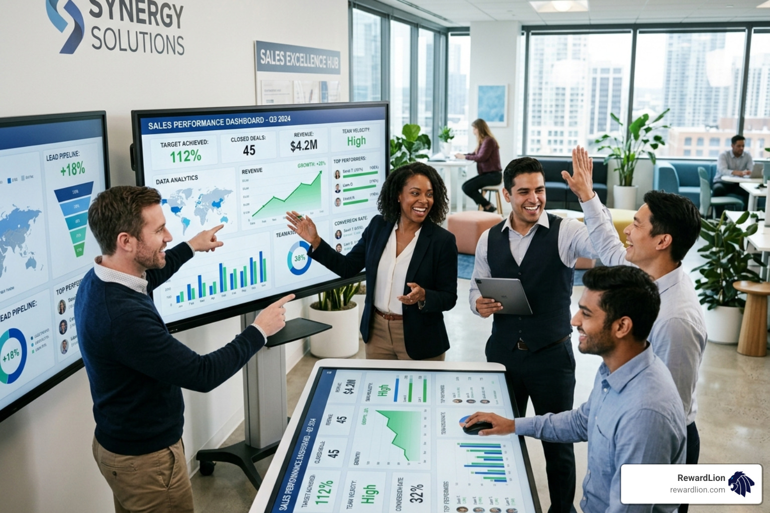 high-performing sales team using AI dashboards to close deals - sales automation ai tools