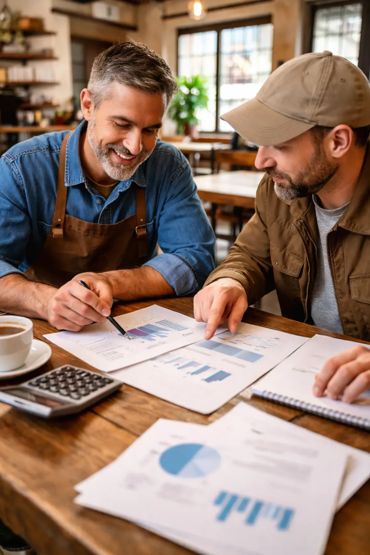 two men reviewing their data to see how their marketing is working