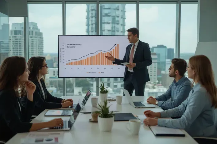 Business consultant providing CFO advisory services to company in Saint Petersburg, FL boardroom