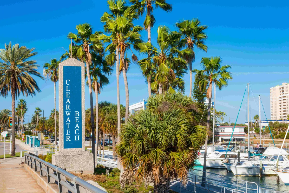 Clearwater Beach Sign in Downtown Clearwater, Florida, USA