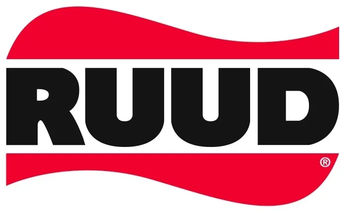 RUUD HVAC logo in red and black representing the Ruud brand for heating, cooling, and home comfort systems.